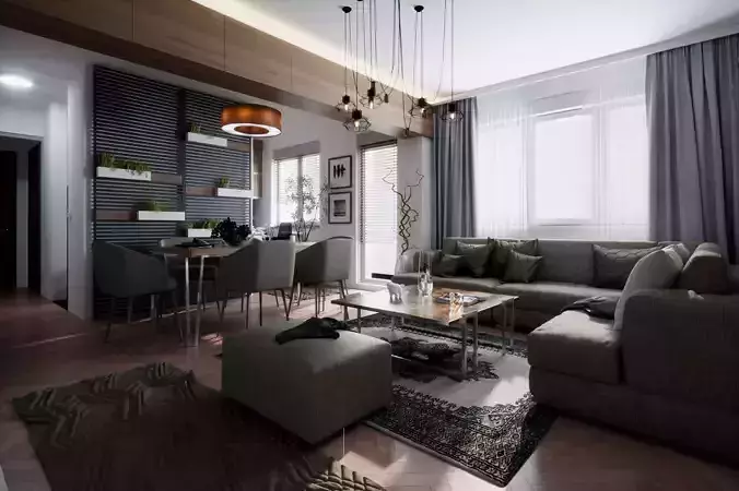 3d interior living room
