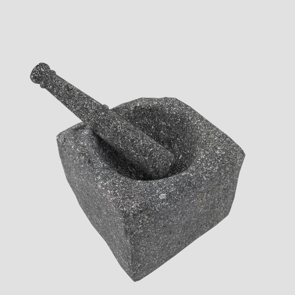 Traditional Rice Stone Pounder - Lumpang Batu Low-poly 3D model_3