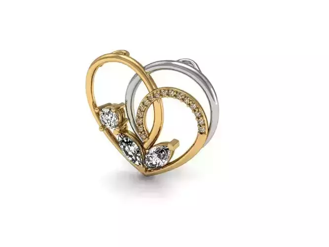 Pendant gold and diamond heart shaped