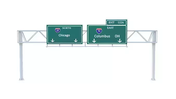 Highway Sign 01 Low-poly 3D model Highway Sign 01 Low-poly 3D model