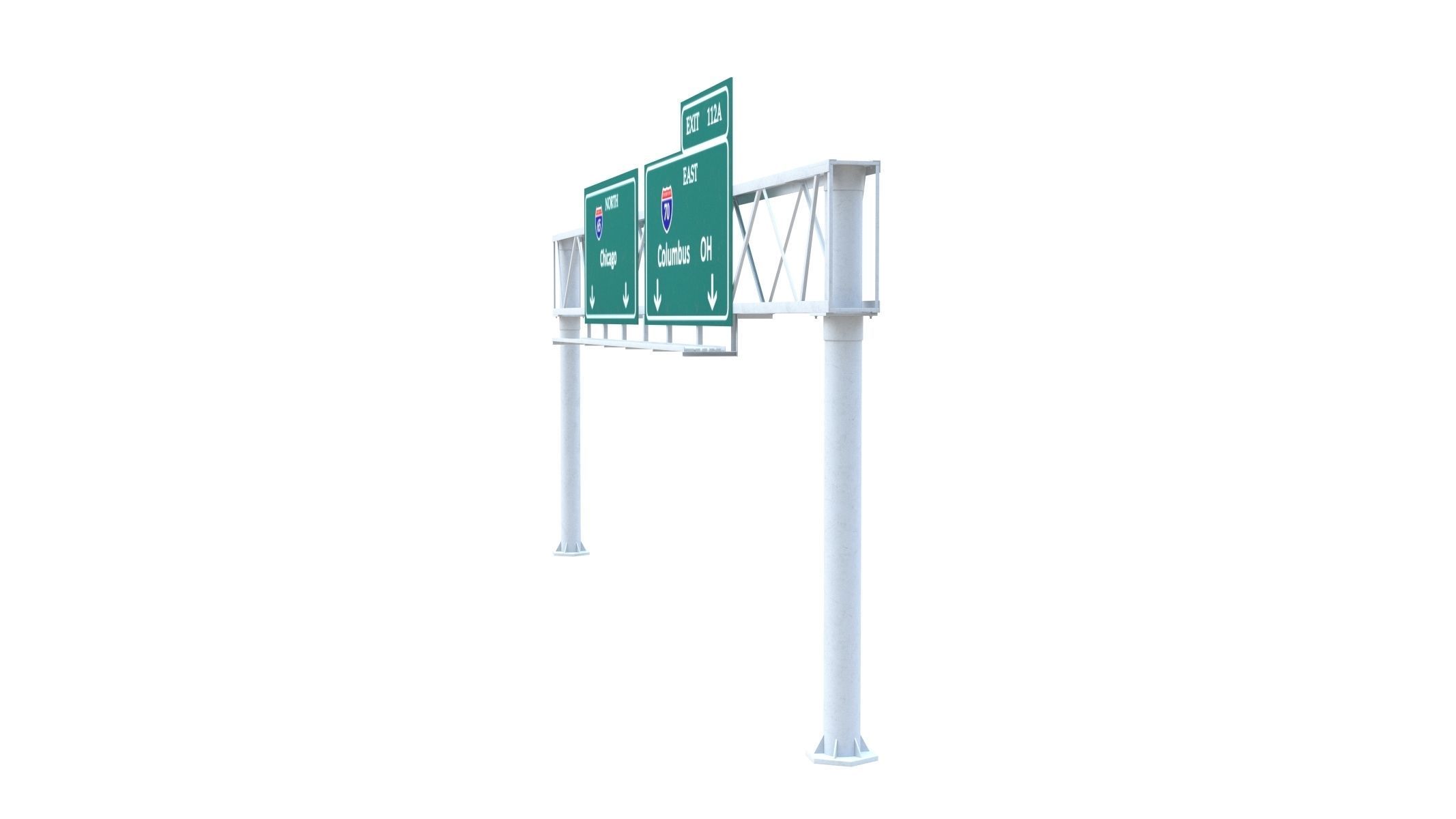 Highway Sign 01 Low-poly 3D model_3