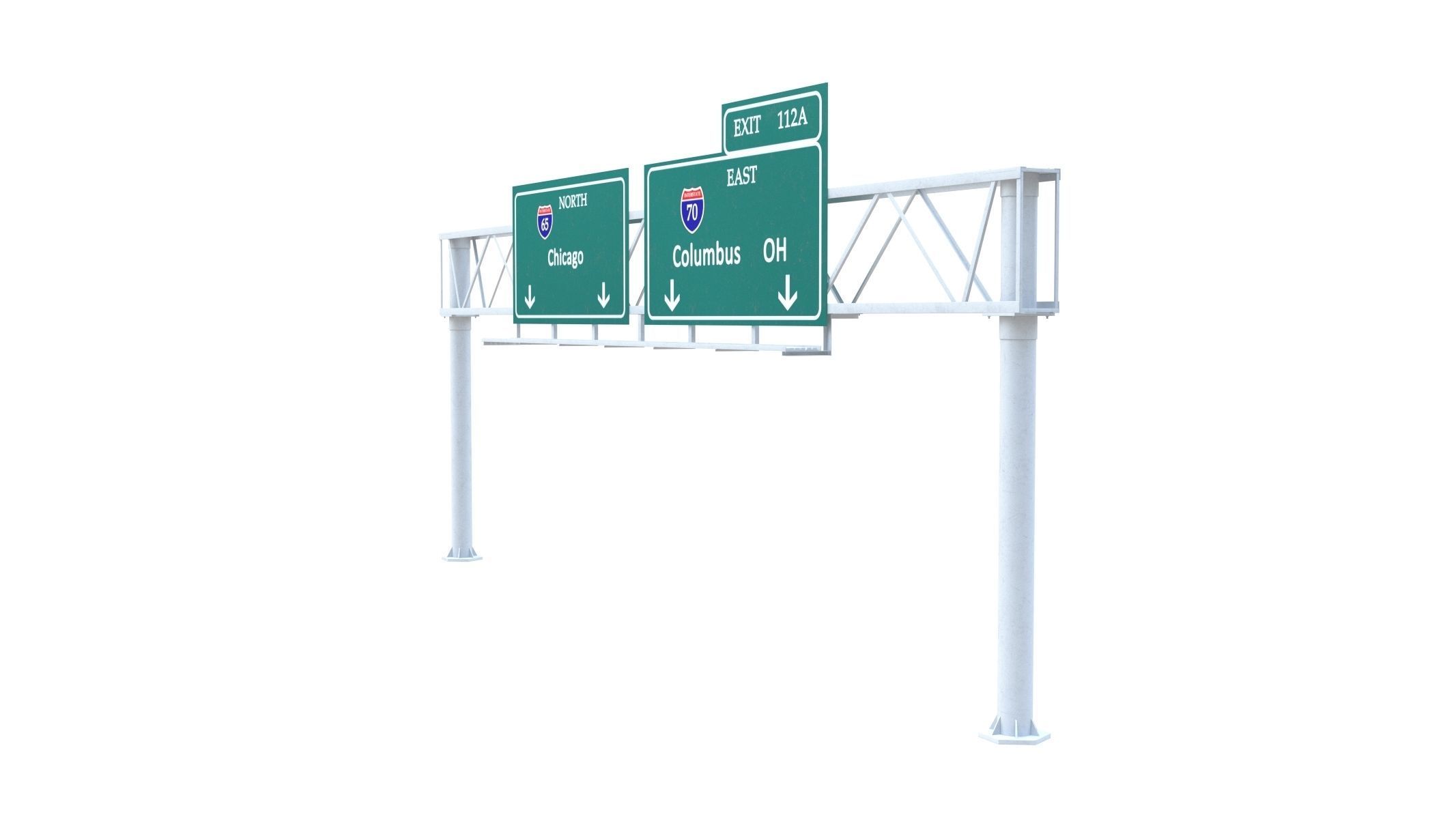 Highway Sign 01 Low-poly 3D model_2