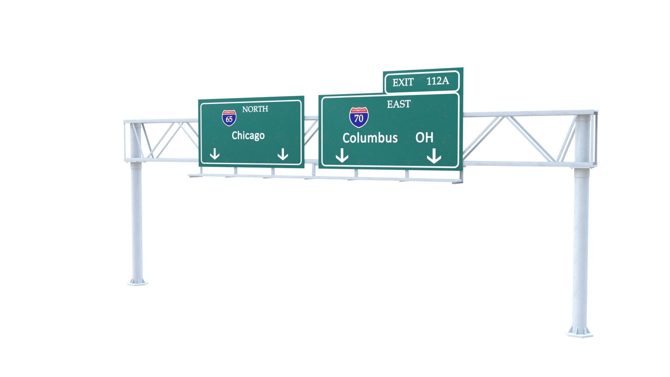 Highway Sign 01 Low-poly 3D model_1