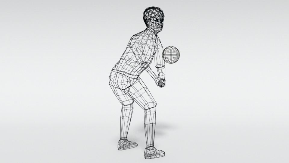 Low Poly Kid Playing Volleyball Low-poly 3D model_14