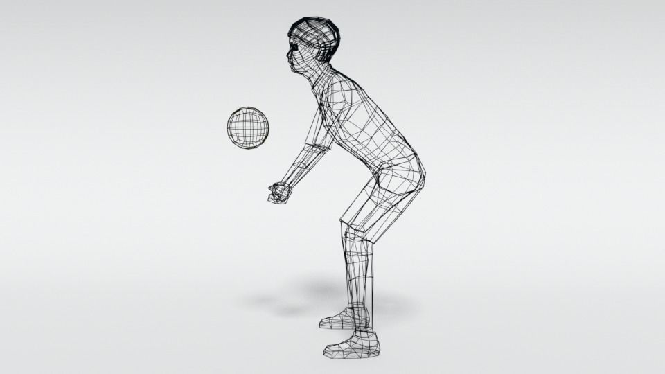 Low Poly Kid Playing Volleyball Low-poly 3D model_10
