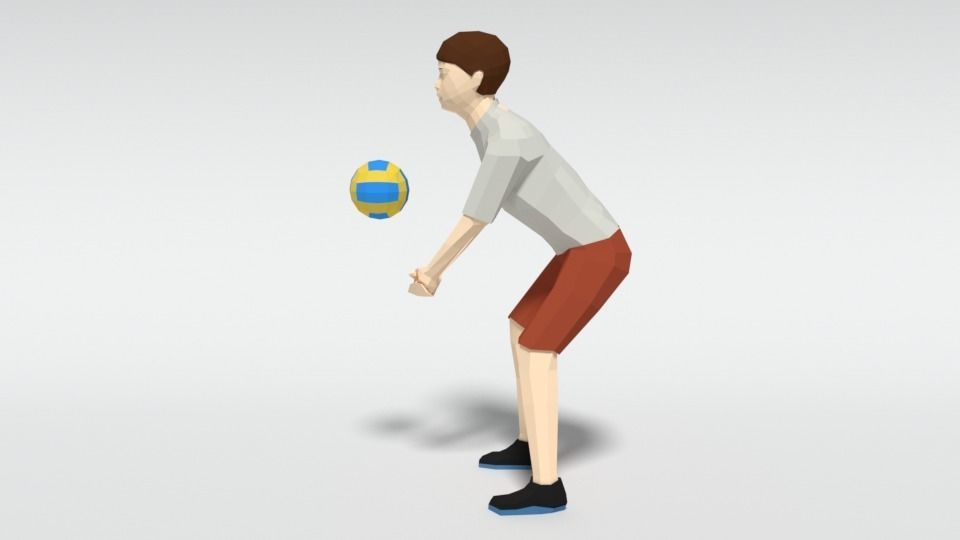 Low Poly Kid Playing Volleyball Low-poly 3D model_1