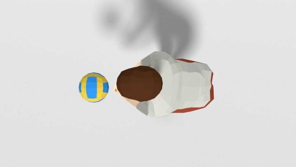 Low Poly Kid Playing Volleyball Low-poly 3D model_8