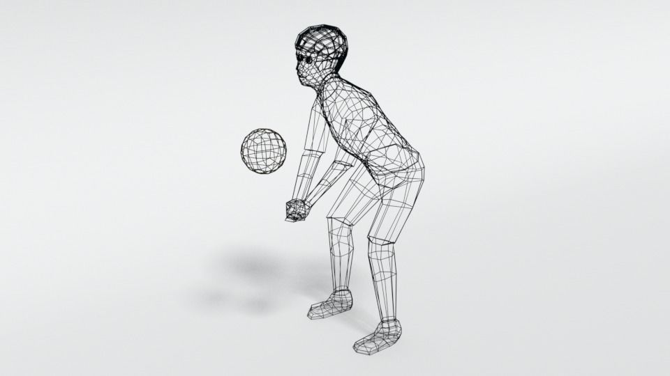Low Poly Kid Playing Volleyball Low-poly 3D model_9