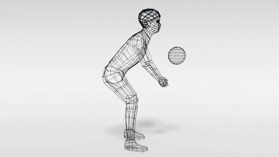 Low Poly Kid Playing Volleyball Low-poly 3D model_13