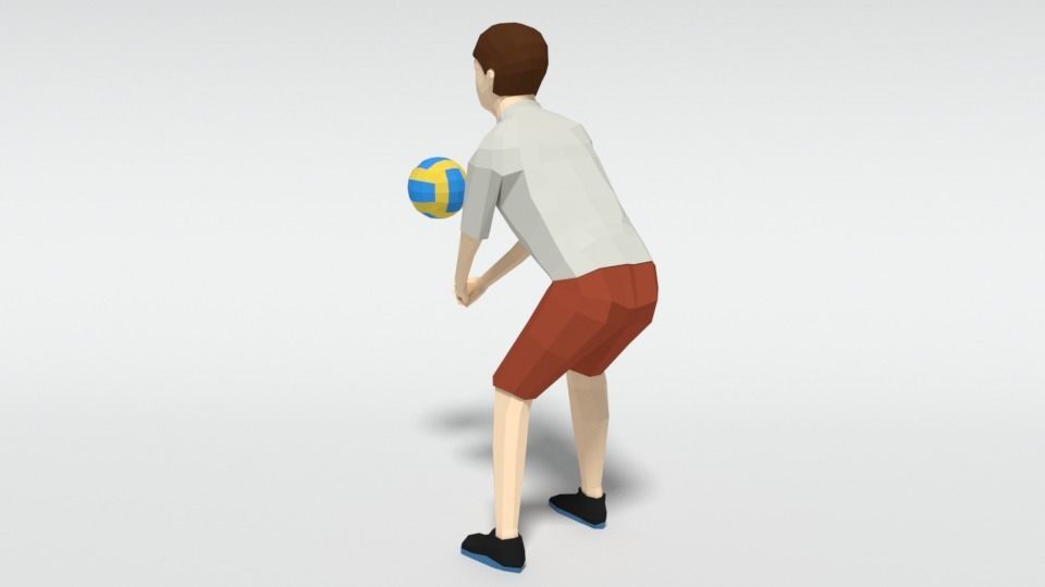 Low Poly Kid Playing Volleyball Low-poly 3D model_7