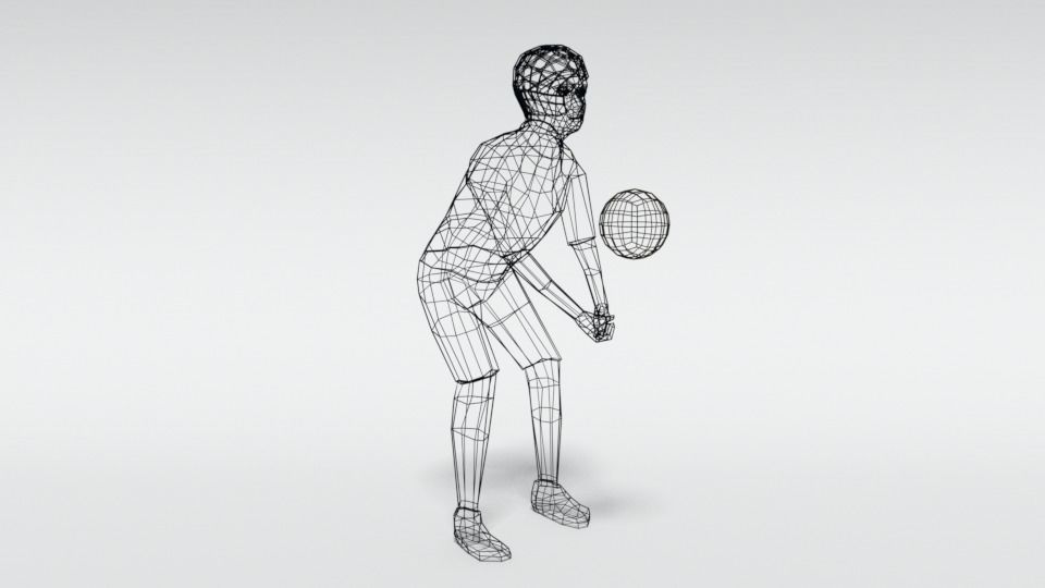 Low Poly Kid Playing Volleyball Low-poly 3D model_12
