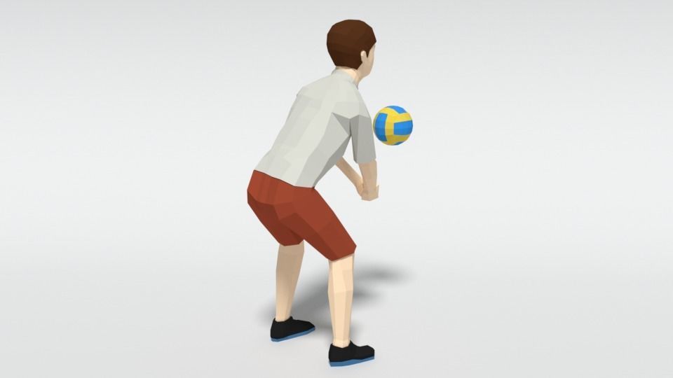 Low Poly Kid Playing Volleyball Low-poly 3D model_5