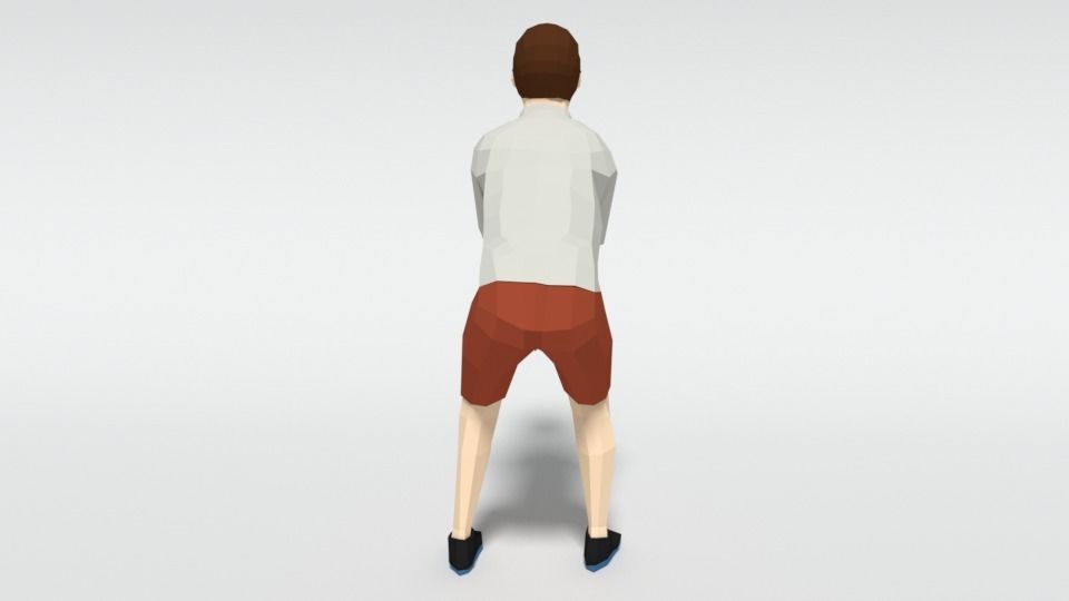 Low Poly Kid Playing Volleyball Low-poly 3D model_6