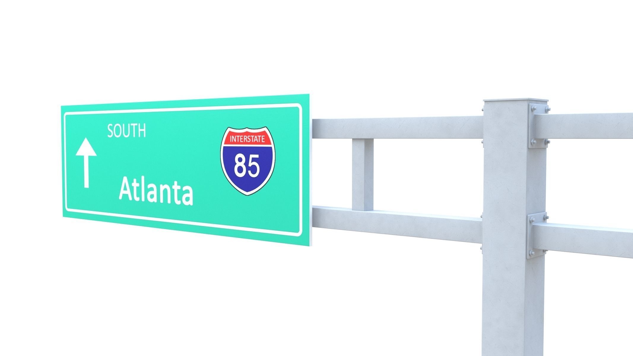 Highway Sign 03 Low-poly 3D model_13