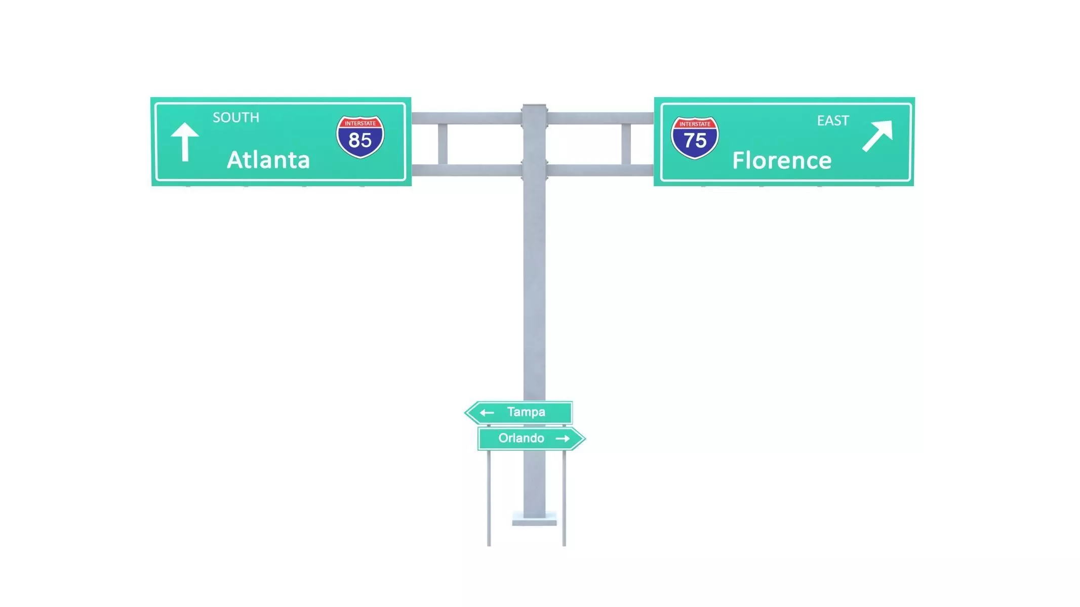 Highway Sign 03 Low-poly 3D model_0