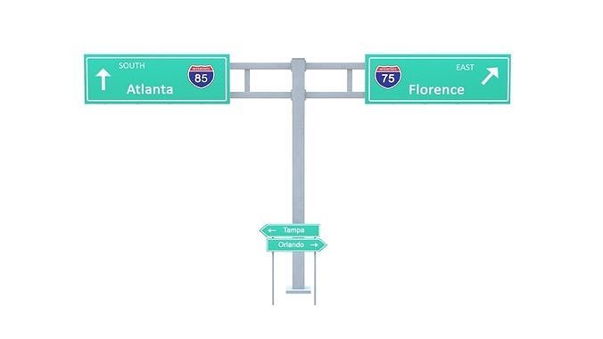 Highway Sign 03 Low-poly 3D model