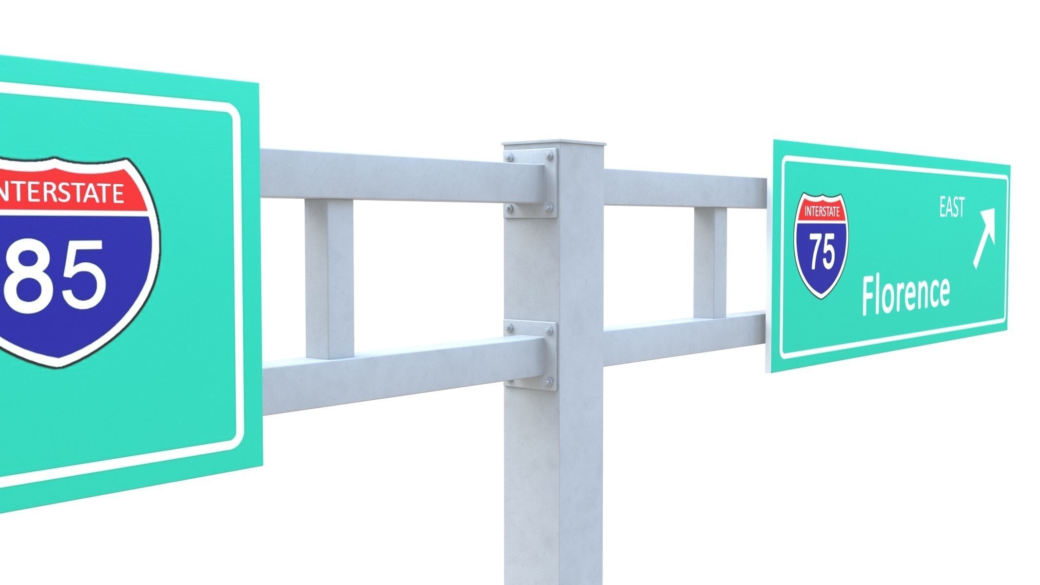 Highway Sign 03 Low-poly 3D model_19