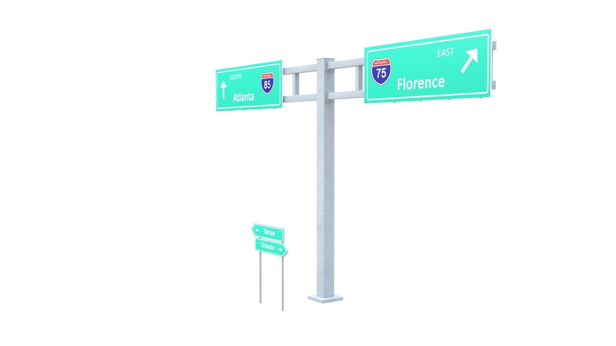Highway Sign 03 Low-poly 3D model_2