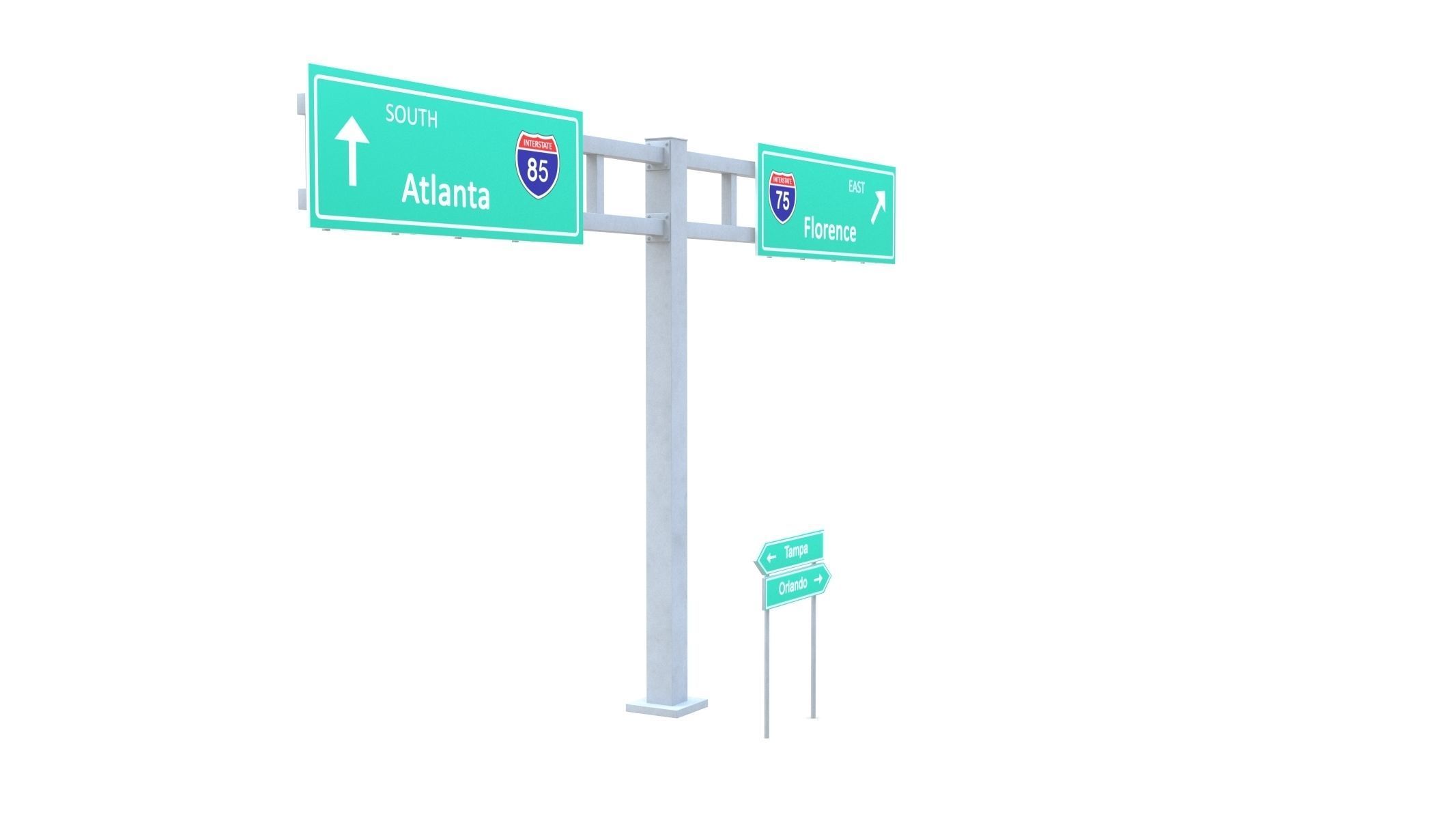 Highway Sign 03 Low-poly 3D model_9