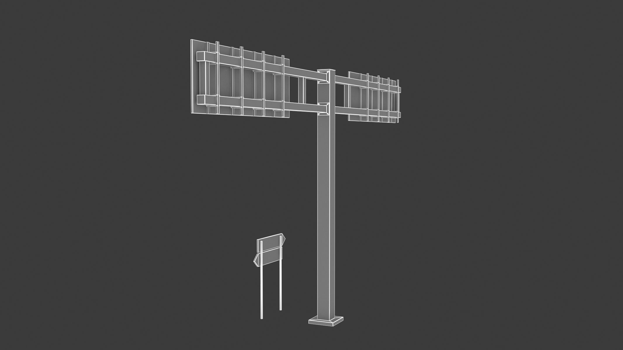 Highway Sign 03 Low-poly 3D model_25