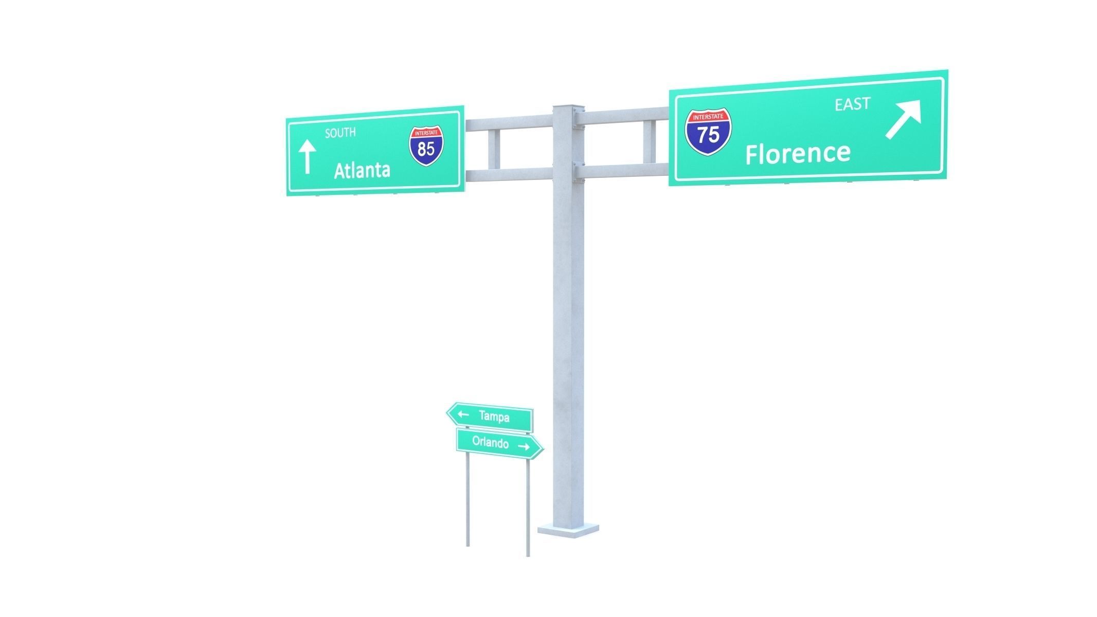 Highway Sign 03 Low-poly 3D model_1