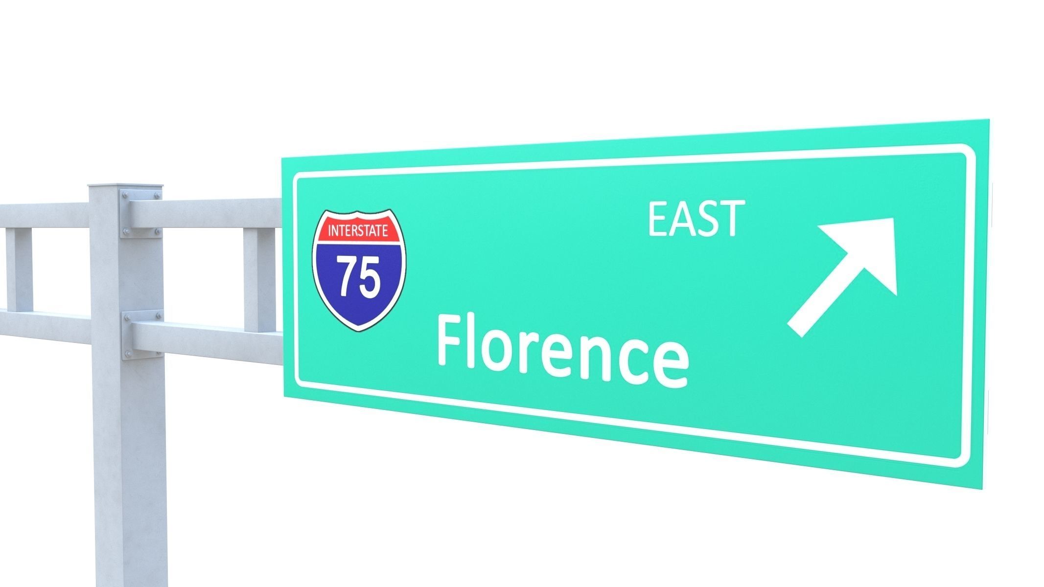 Highway Sign 03 Low-poly 3D model_14