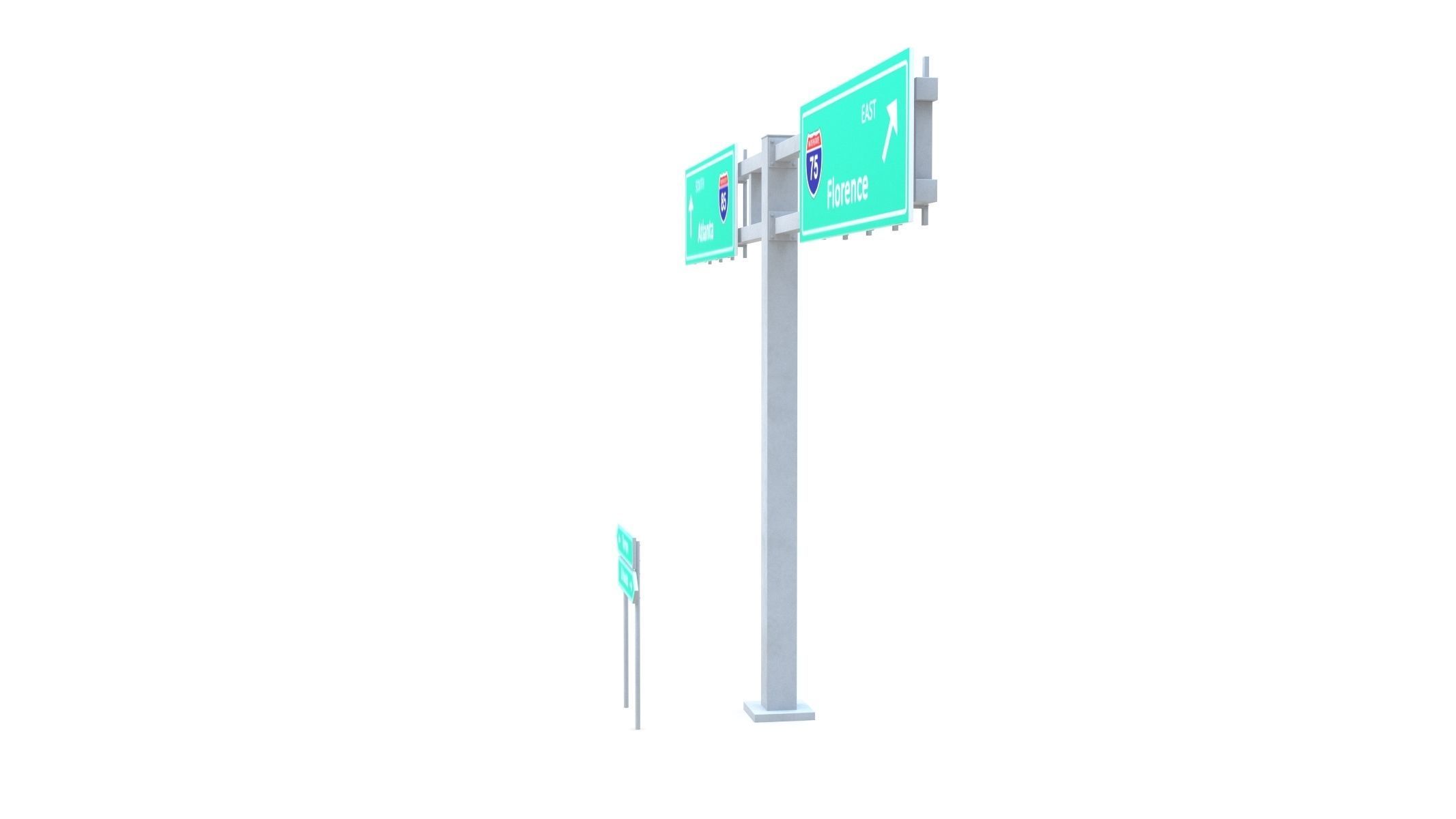 Highway Sign 03 Low-poly 3D model_3