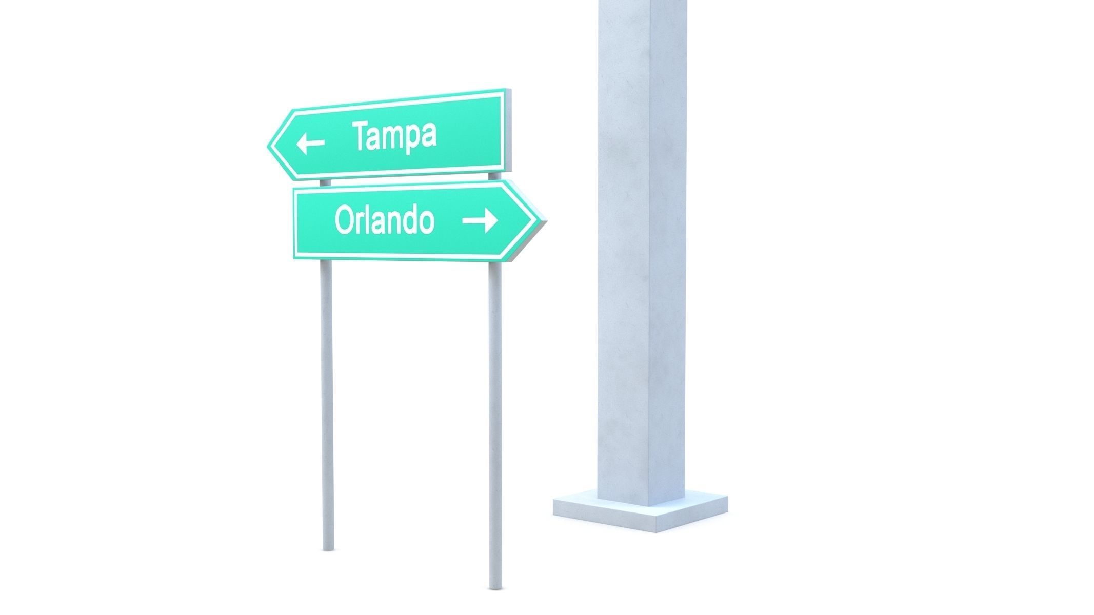 Highway Sign 03 Low-poly 3D model_15