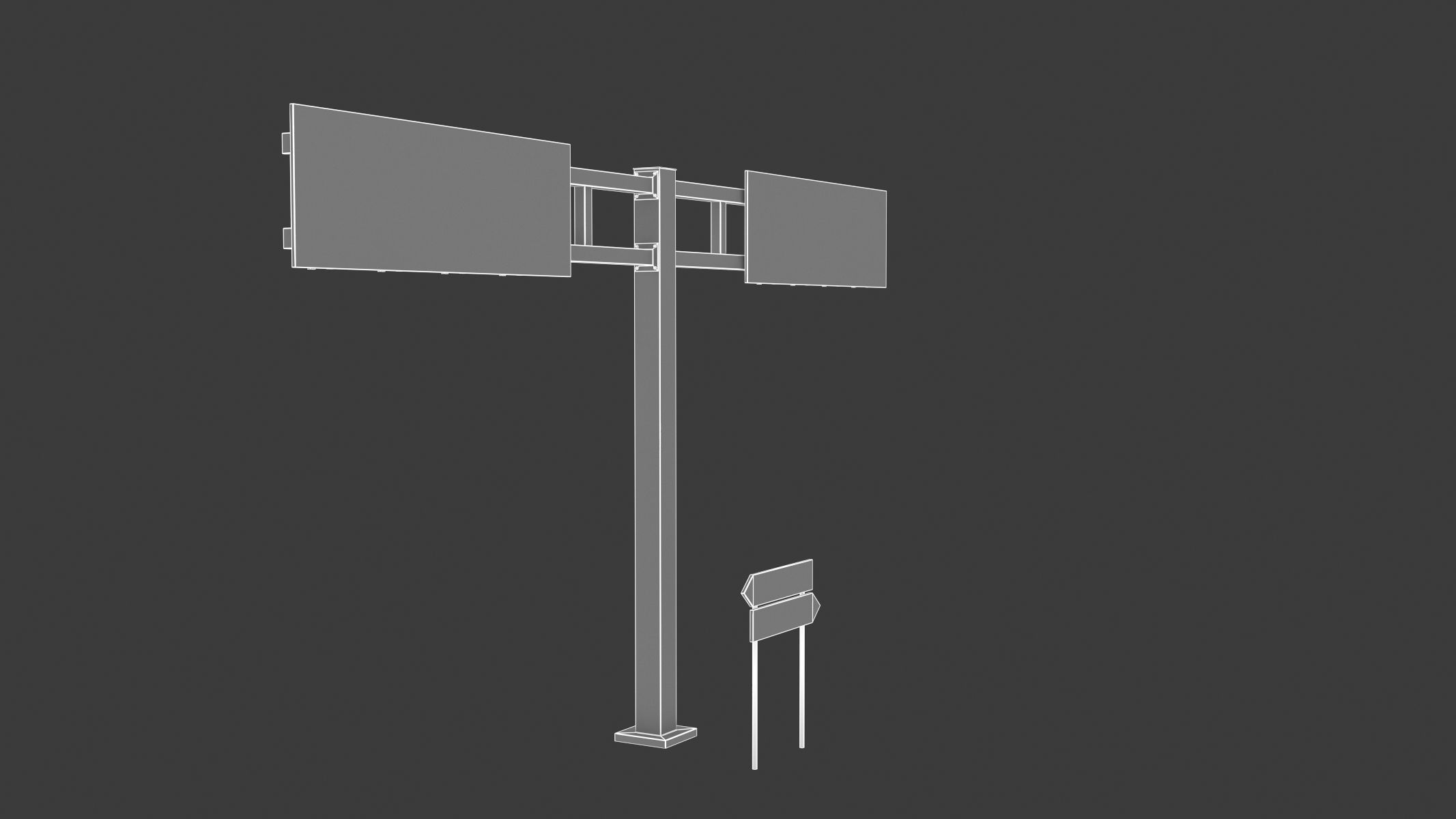 Highway Sign 03 Low-poly 3D model_29