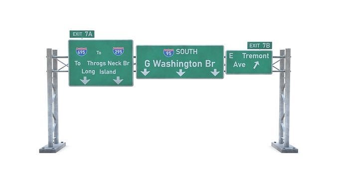 Highway Sign 04 Low-poly 3D model