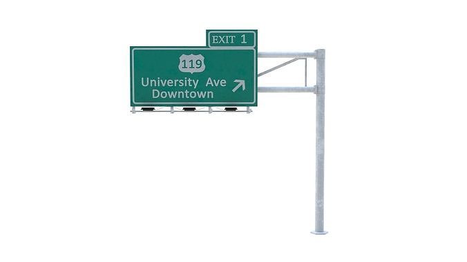 Highway Sign 06 Low-poly 3D model