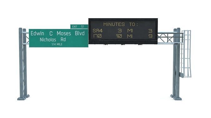 Highway Sign 08  Low-poly 3D model
