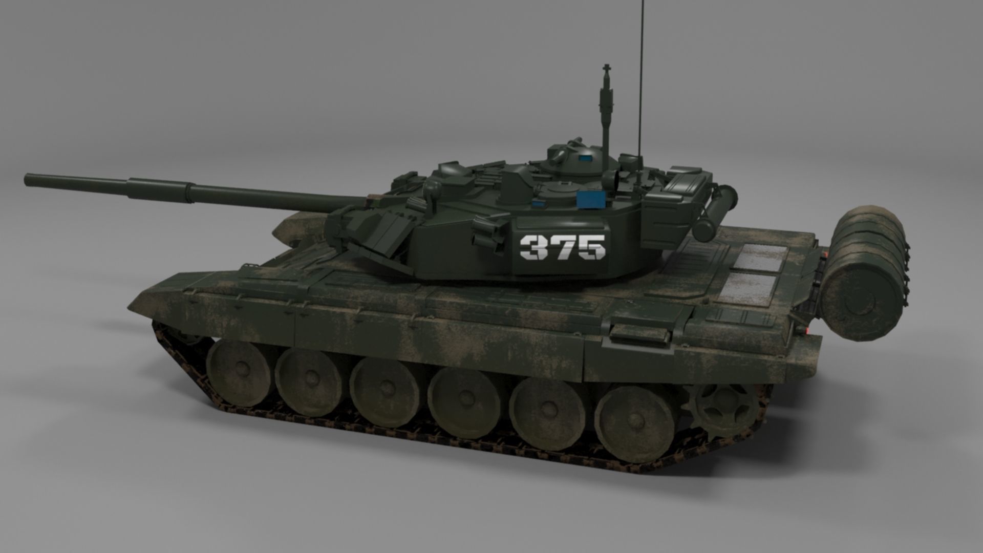 High-Quality Weathered T90A Main Battle Tank 3D Model Low-poly 3D model_11