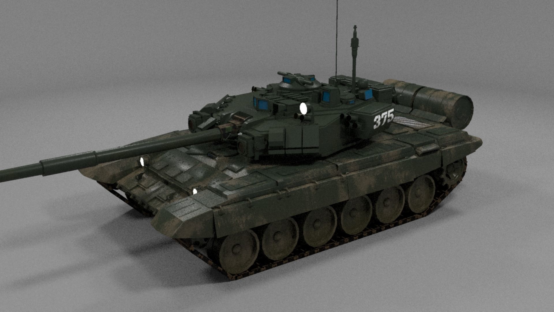 High-Quality Weathered T90A Main Battle Tank 3D Model Low-poly 3D model_25