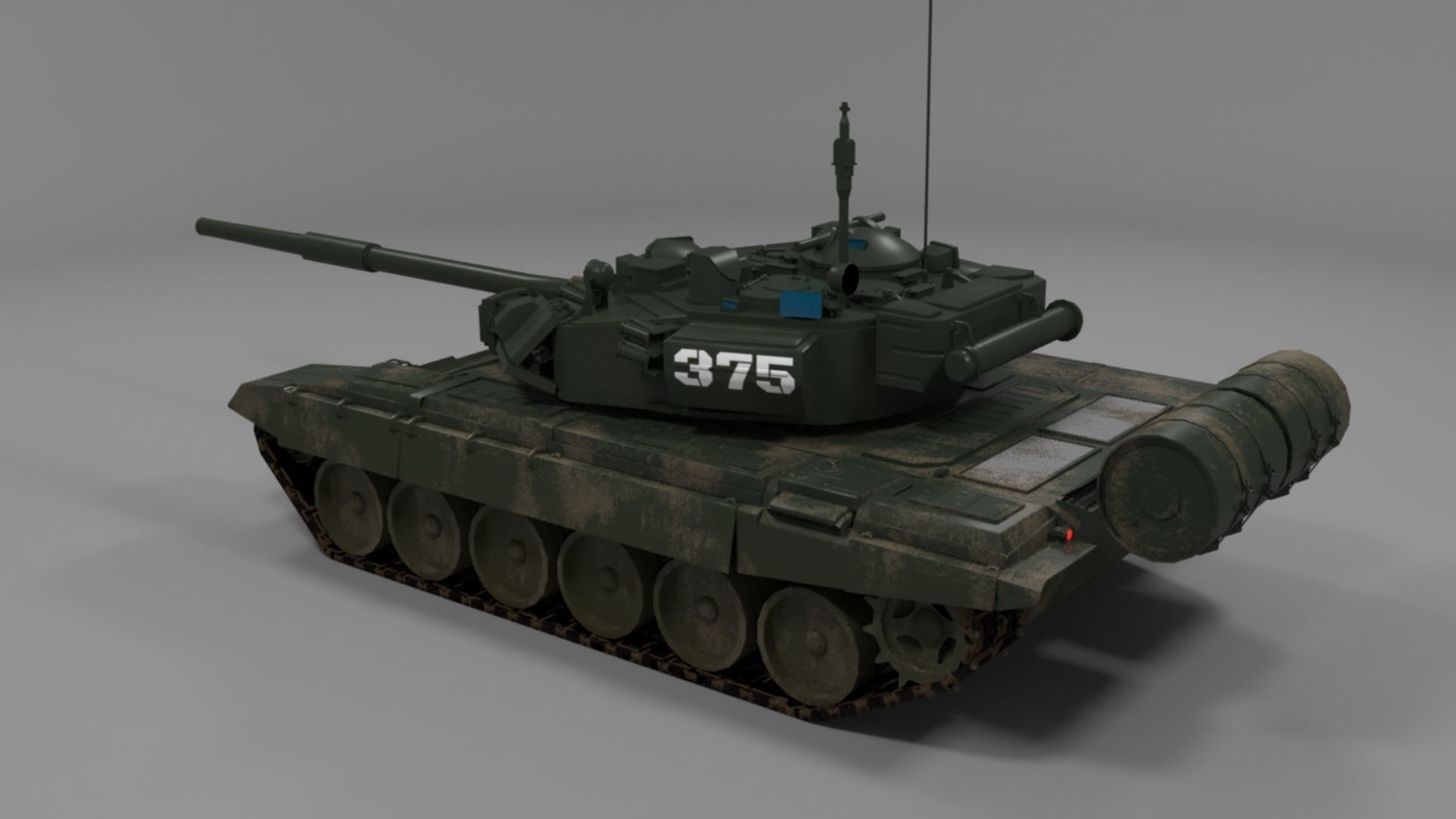 High-Quality Weathered T90A Main Battle Tank 3D Model Low-poly 3D model_9