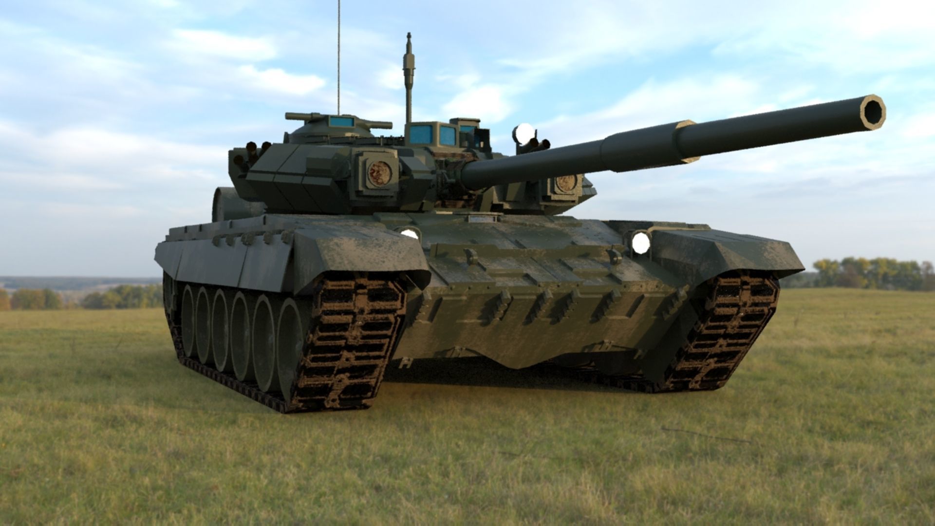High-Quality Weathered T90A Main Battle Tank 3D Model Low-poly 3D model_2
