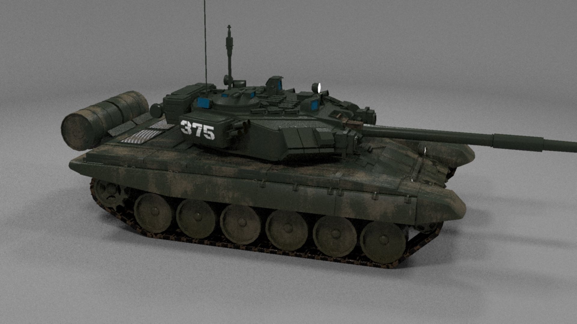 High-Quality Weathered T90A Main Battle Tank 3D Model Low-poly 3D model_15