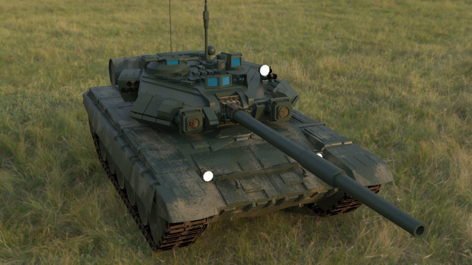 High-Quality Weathered T90A Main Battle Tank 3D Model Low-poly 3D model_6