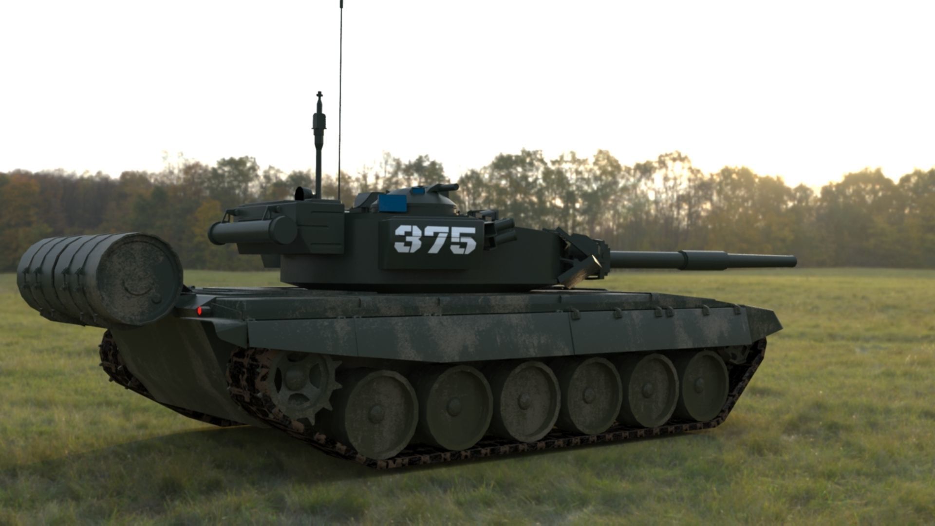 High-Quality Weathered T90A Main Battle Tank 3D Model Low-poly 3D model_4