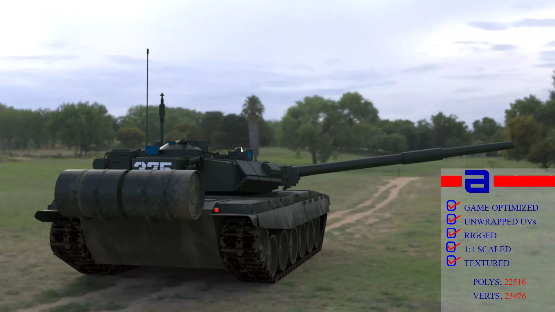 High-Quality Weathered T90A Main Battle Tank 3D Model Low-poly 3D model_0