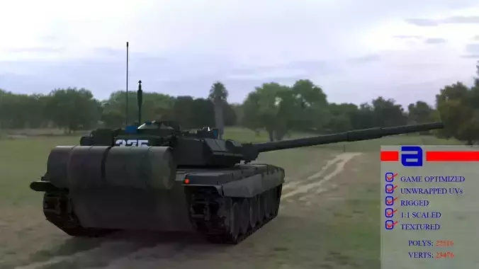  High-Quality Weathered T90A Main Battle Tank 3D Model Low-poly 3D model