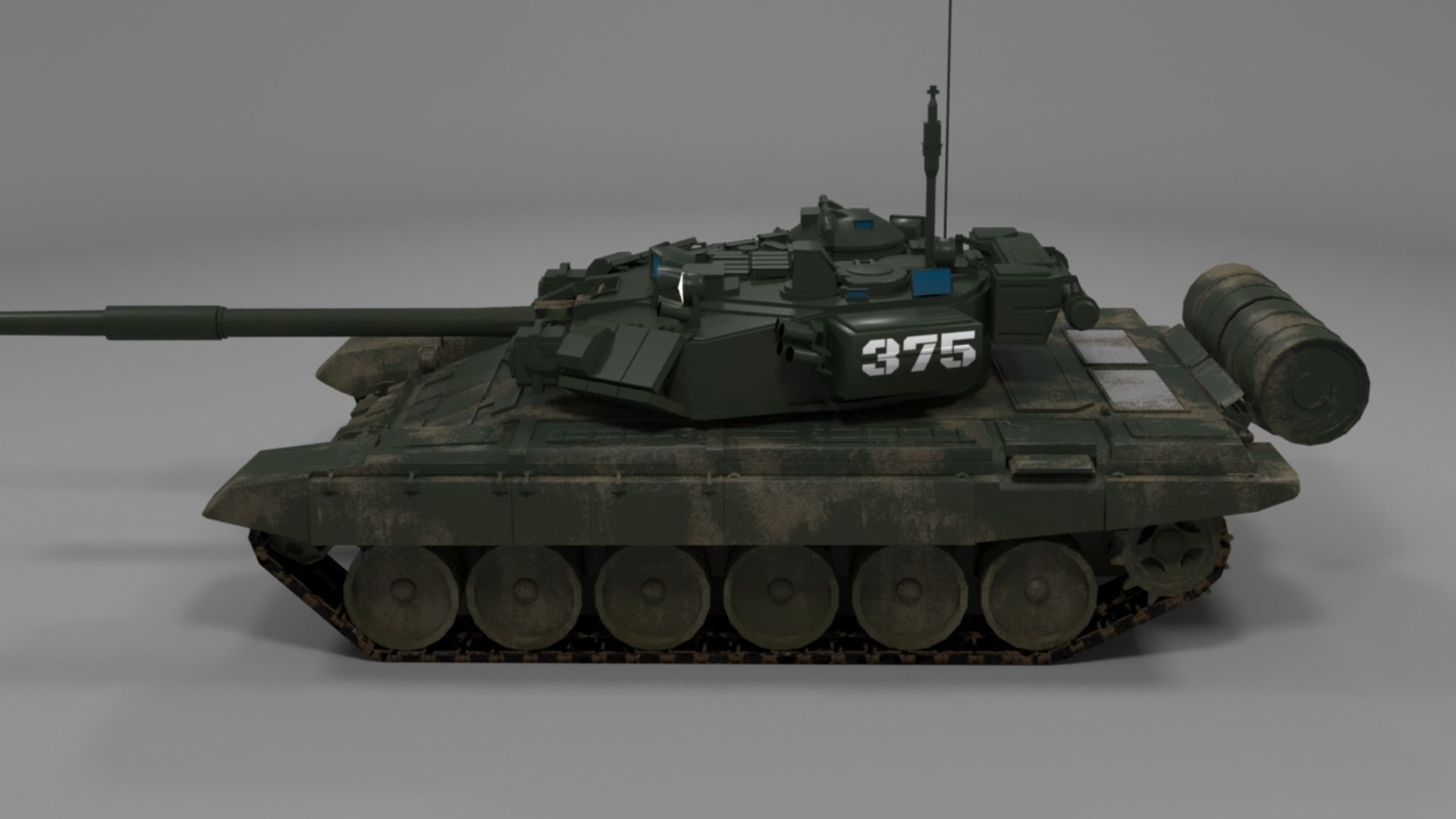 High-Quality Weathered T90A Main Battle Tank 3D Model Low-poly 3D model_7