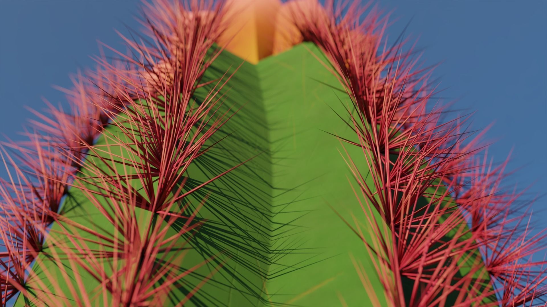 Tall flowering cactus in a pot 3D model_4