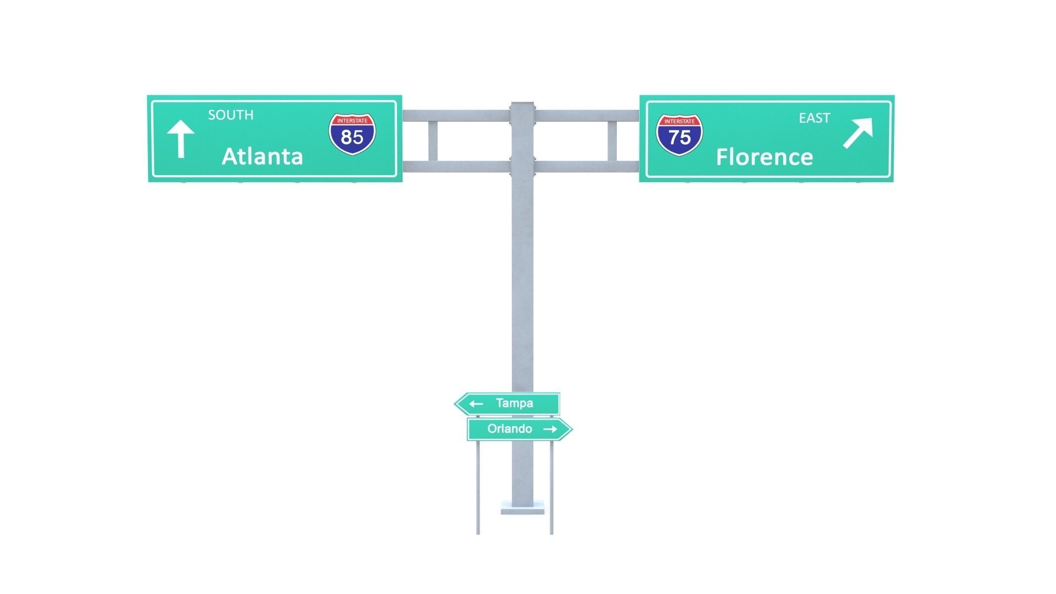 10 Highway Sign Collection Low-poly 3D model_5