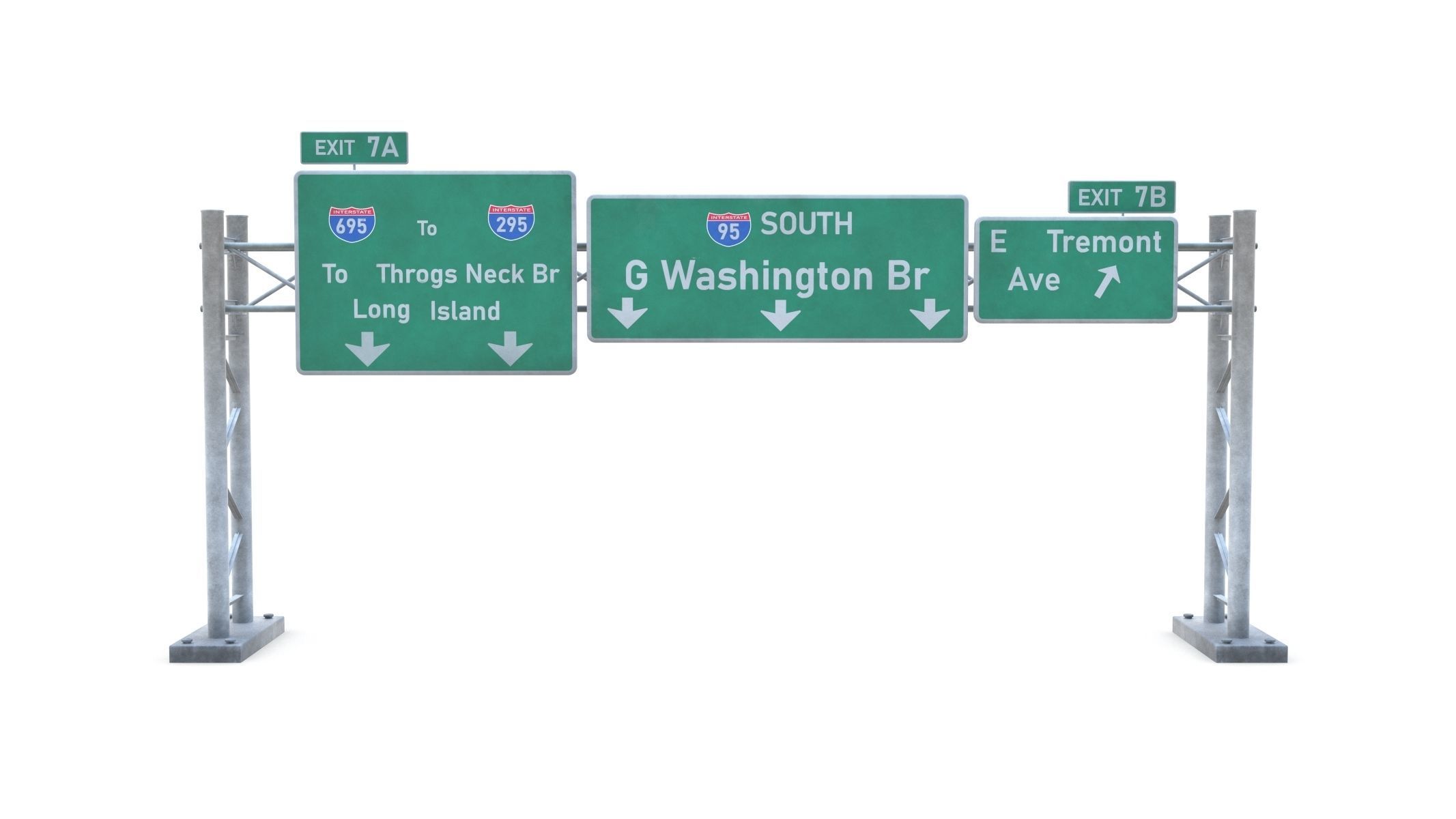 10 Highway Sign Collection Low-poly 3D model_7