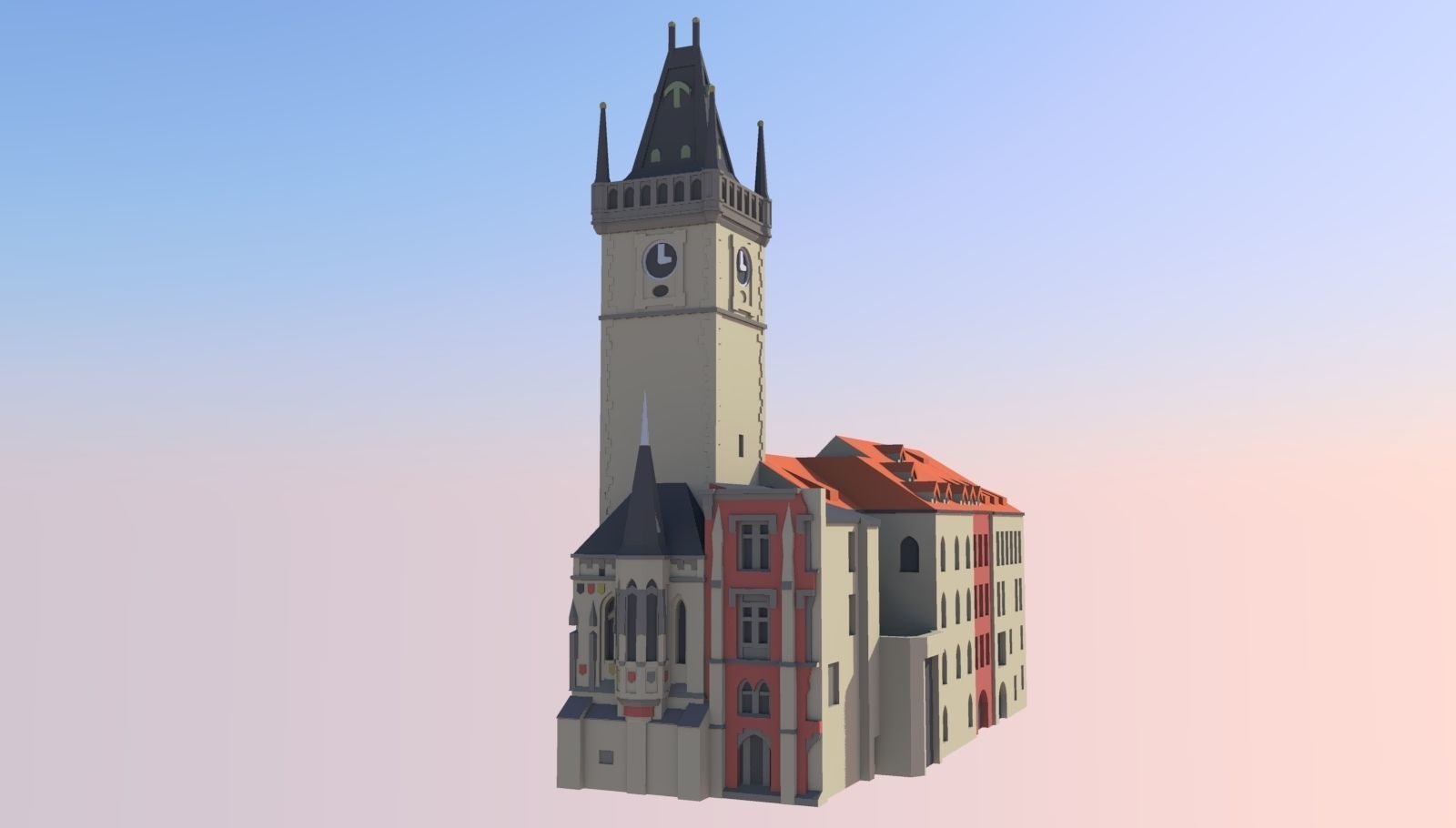 Prague Old City Hall 3D print model_2