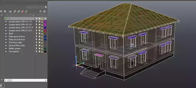 3d model of the house in autocad 2013 DWG Free 3D print model