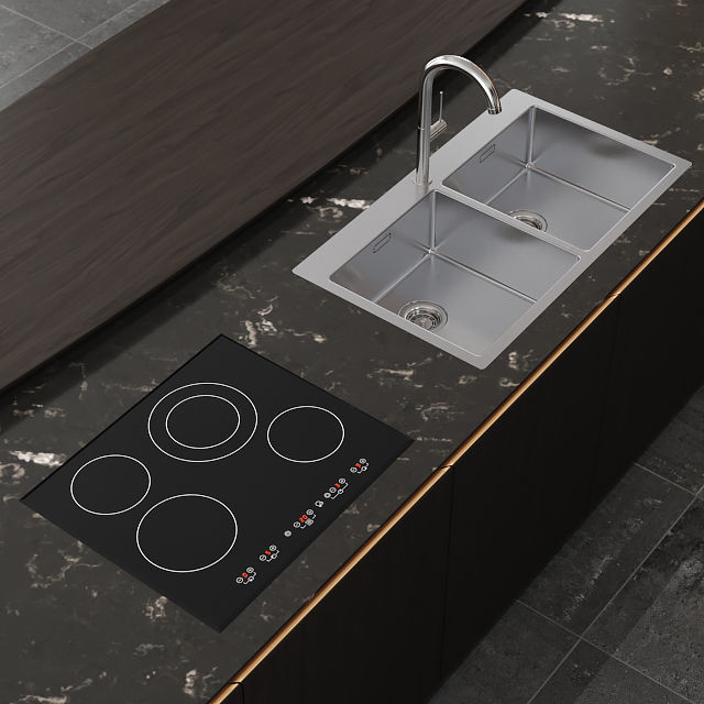 SieMatic-SLX-PURE gold kitchen design 3D model_5
