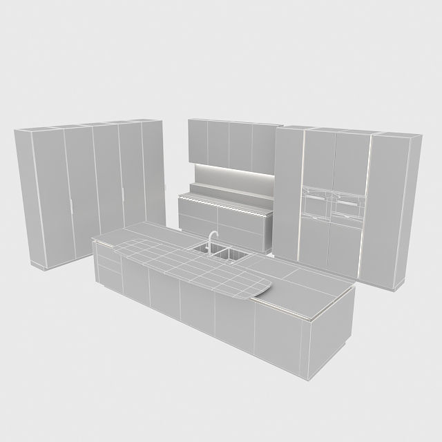 SieMatic-SLX-PURE gold kitchen design 3D model_6