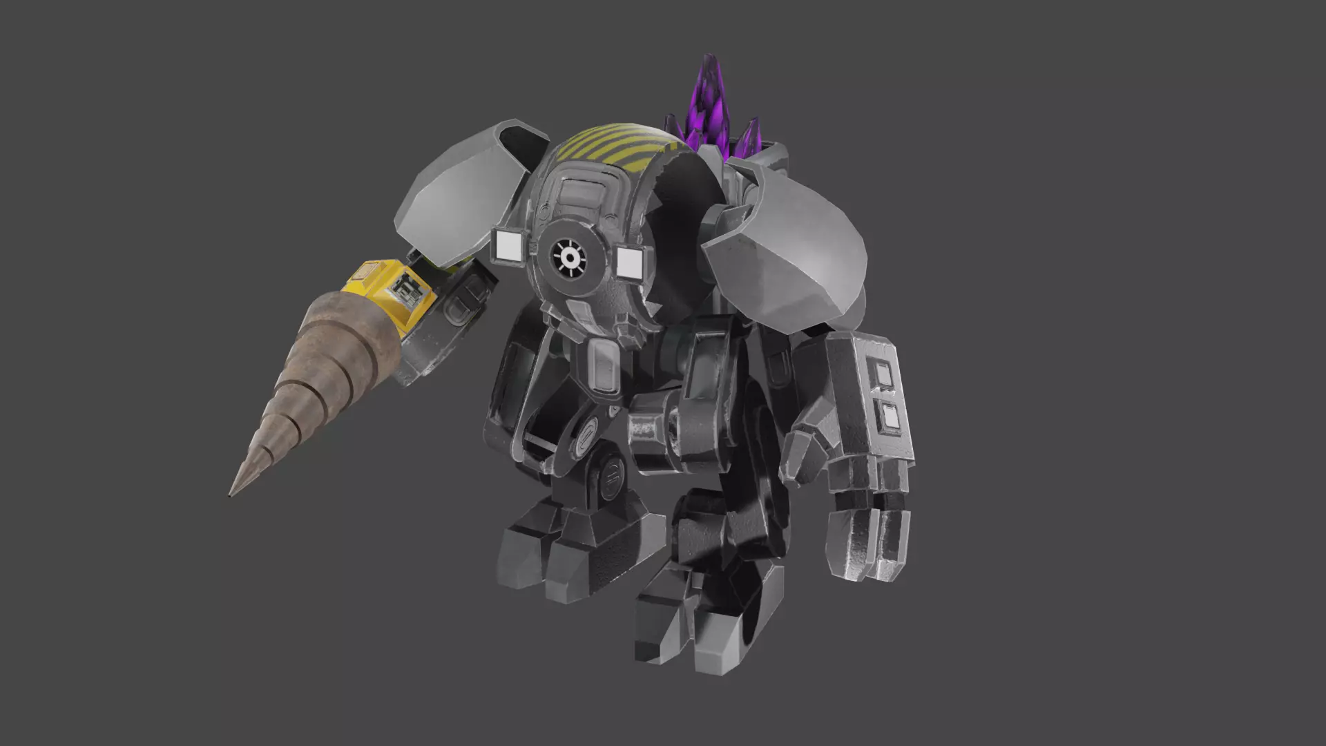 Cyclops Mining Bot Low-poly 3D model_0